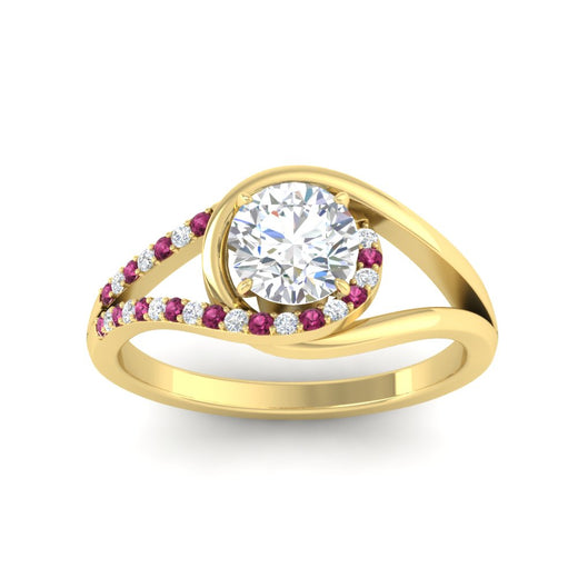 Round Cut Swirl Split Engagement Ring