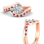 Load image into Gallery viewer, round-cut-swirl-pink-sapphire-wedding-band-set-in-rose-gold-fdens7806rogsadrpiangle3-nl-rg.jpg?v=1759906353