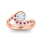 Load image into Gallery viewer, round-cut-swirl-pink-sapphire-wedding-band-set-in-rose-gold-fdens7806rogsadrpiangle5-nl-rg.jpg?v=1759906353