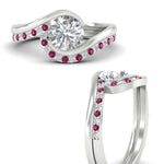 Load image into Gallery viewer, round-cut-swirl-pink-sapphire-wedding-band-set-in-white-gold-fdens7806rogsadrpiangle3-nl-wg.jpg?v=1759906354