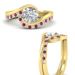 Load image into Gallery viewer, round-cut-swirl-pink-sapphire-wedding-band-set-in-yellow-gold-fdens7806rogsadrpiangle3-nl-yg.jpg?v=1759906354