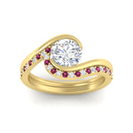 Load image into Gallery viewer, round-cut-swirl-pink-sapphire-wedding-band-set-in-yellow-gold-fdens7806rogsadrpiangle5-nl-yg.jpg?v=1759906353