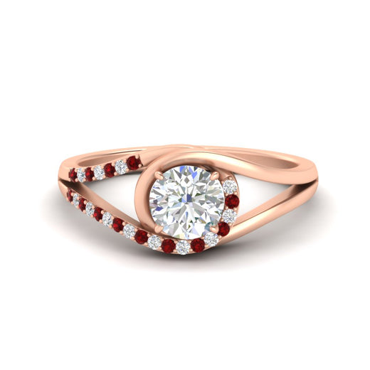 Round Cut Swirl Split Engagement Ring
