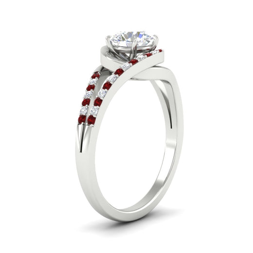 Round Cut Swirl Split Engagement Ring