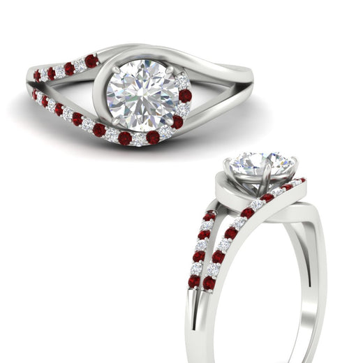 Round Cut Swirl Split Engagement Ring