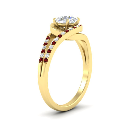 Round Cut Swirl Split Engagement Ring