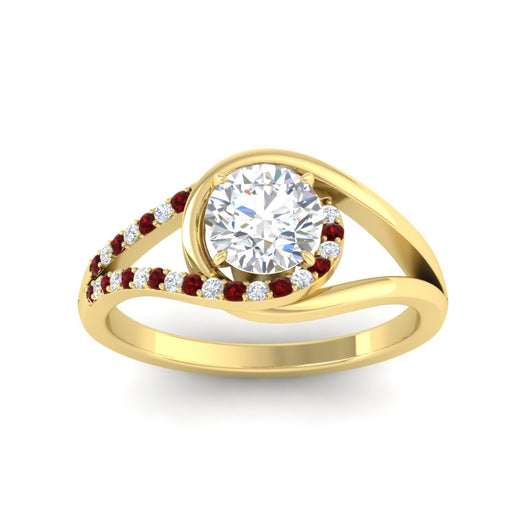 Round Cut Swirl Split Engagement Ring
