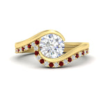 Load image into Gallery viewer, round-cut-swirl-ruby-wedding-band-set-in-yellow-gold-fdens7806rogrudr-nl-yg.jpg?v=1759906353