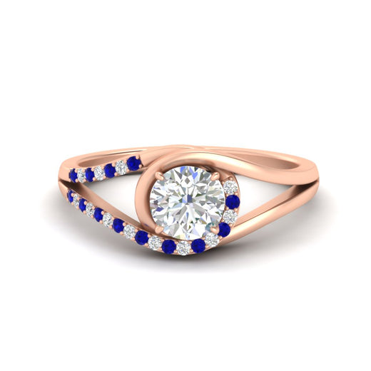 Round Cut Swirl Split Engagement Ring