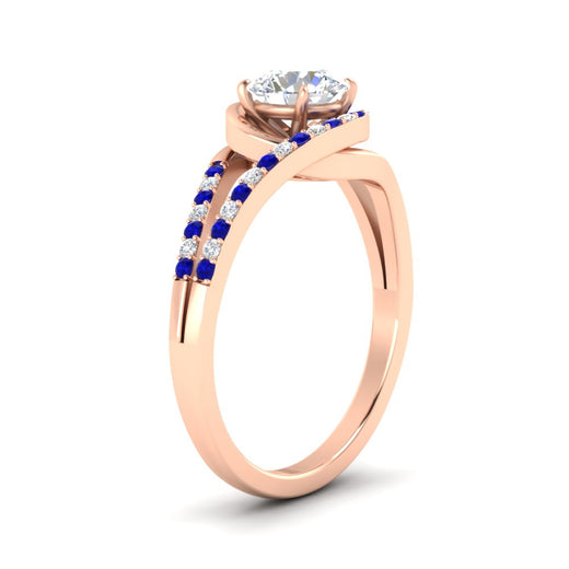 Round Cut Swirl Split Engagement Ring