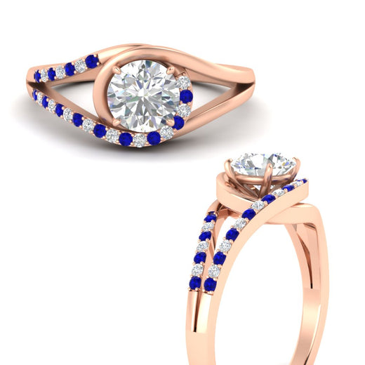 Round Cut Swirl Split Engagement Ring