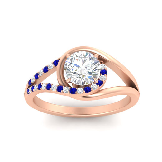 Round Cut Swirl Split Engagement Ring