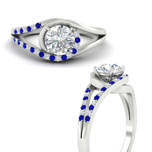 Round Cut Swirl Split Engagement Ring