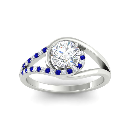 Round Cut Swirl Split Engagement Ring