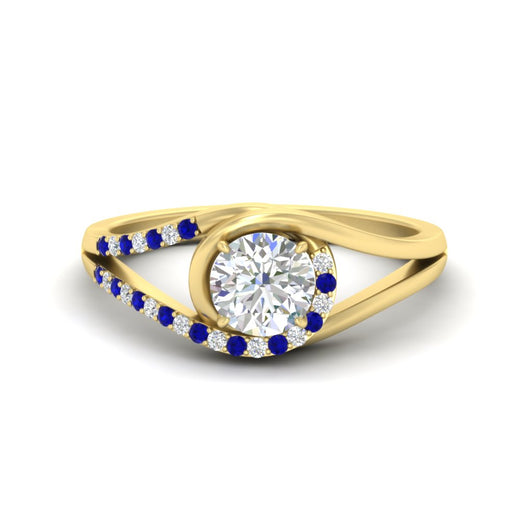 Round Cut Swirl Split Engagement Ring
