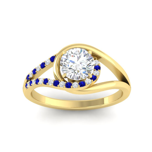 Round Cut Swirl Split Engagement Ring