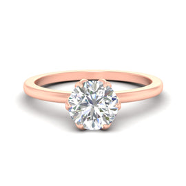 Round Cut Tulip Six Prong Solitaire Ring