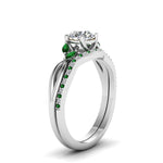 Load image into Gallery viewer, round-cut-twisted-diamond-bridal-set-with-emerald-in-14K-white-gold-FD8300ROGEMGR-NL-WG.jpg
