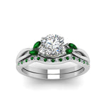 Load image into Gallery viewer, round-cut-twisted-diamond-bridal-set-with-emerald-in-14K-white-gold-FD8300ROGEMGR-NL-WG.jpg
