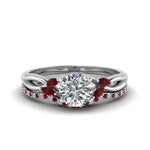 Load image into Gallery viewer, round-cut-twisted-diamond-bridal-set-with-ruby-in-14K-white-gold-FD8300ROGRUDR-NL-WG.jpg

