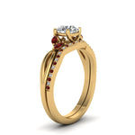 Load image into Gallery viewer, round-cut-twisted-diamond-bridal-set-with-ruby-in-14K-yellow-gold-FD8300ROGRUDR-NL-YG.jpg
