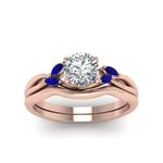 Load image into Gallery viewer, round-cut-twisted-diamond-ring-with-matching-curved-band-with-blue-sapphire-in-14K-rose-gold-FD8300ROGSABL-NL-RG.jpg

