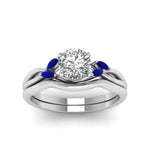 Load image into Gallery viewer, round-cut-twisted-diamond-ring-with-matching-curved-band-with-blue-sapphire-in-14K-white-gold-FD8300ROGSABL-NL-WG.jpg
