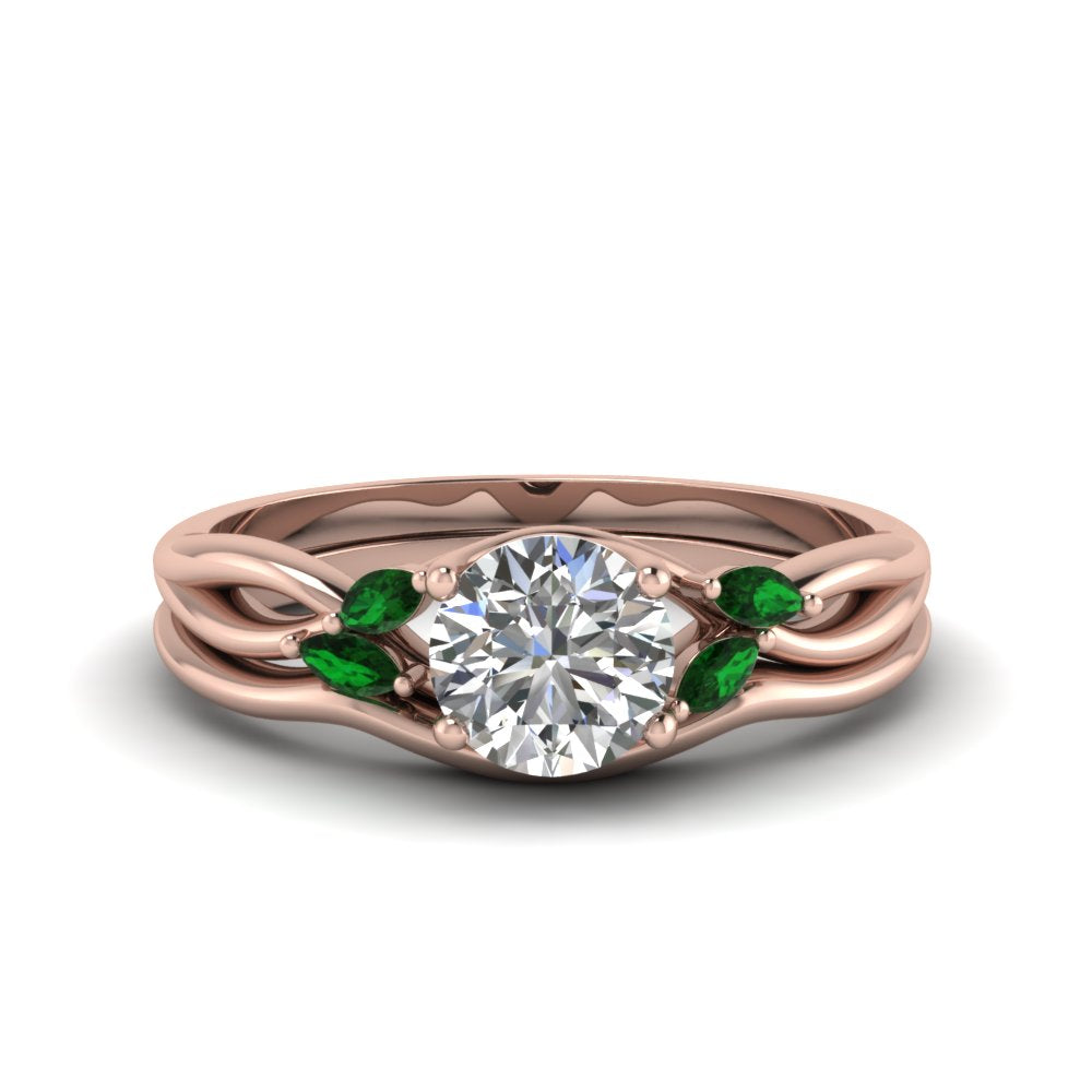 round-cut-twisted-diamond-ring-with-matching-curved-band-with-emerald-in-14K-rose-gold-FD8300ROGEMGR-NL-RG.jpg