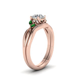 Load image into Gallery viewer, round-cut-twisted-diamond-ring-with-matching-curved-band-with-emerald-in-14K-rose-gold-FD8300ROGEMGR-NL-RG.jpg
