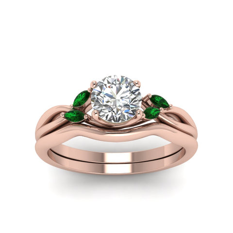 round-cut-twisted-diamond-ring-with-matching-curved-band-with-emerald-in-14K-rose-gold-FD8300ROGEMGR-NL-RG.jpg