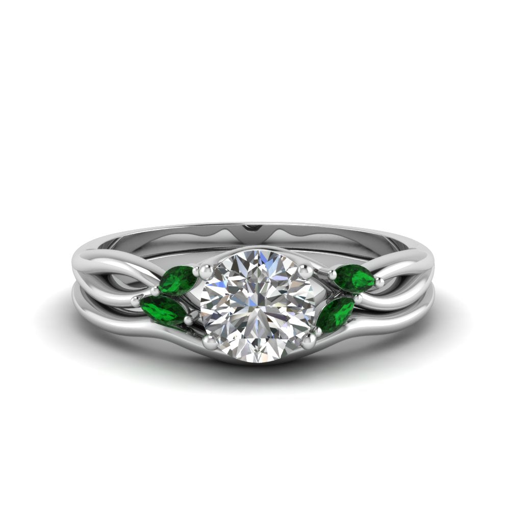 round-cut-twisted-diamond-ring-with-matching-curved-band-with-emerald-in-14K-white-gold-FD8300ROGEMGR-NL-WG.jpg
