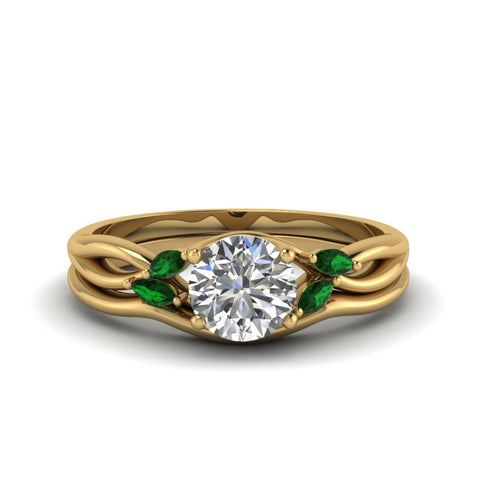 round-cut-twisted-diamond-ring-with-matching-curved-band-with-emerald-in-14K-yellow-gold-FD8300ROGEMGR-NL-YG.jpg