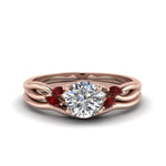 Load image into Gallery viewer, round-cut-twisted-diamond-ring-with-matching-curved-band-with-ruby-in-14K-rose-gold-FD8300ROGRUDR-NL-RG.jpg
