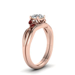 Load image into Gallery viewer, round-cut-twisted-diamond-ring-with-matching-curved-band-with-ruby-in-14K-rose-gold-FD8300ROGRUDR-NL-RG.jpg
