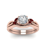 Load image into Gallery viewer, round-cut-twisted-diamond-ring-with-matching-curved-band-with-ruby-in-14K-rose-gold-FD8300ROGRUDR-NL-RG.jpg
