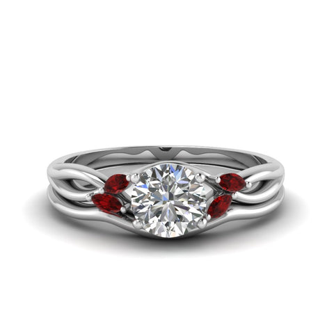 round-cut-twisted-diamond-ring-with-matching-curved-band-with-ruby-in-14K-white-gold-FD8300ROGRUDR-NL-WG.jpg
