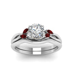 Load image into Gallery viewer, round-cut-twisted-diamond-ring-with-matching-curved-band-with-ruby-in-14K-white-gold-FD8300ROGRUDR-NL-WG.jpg
