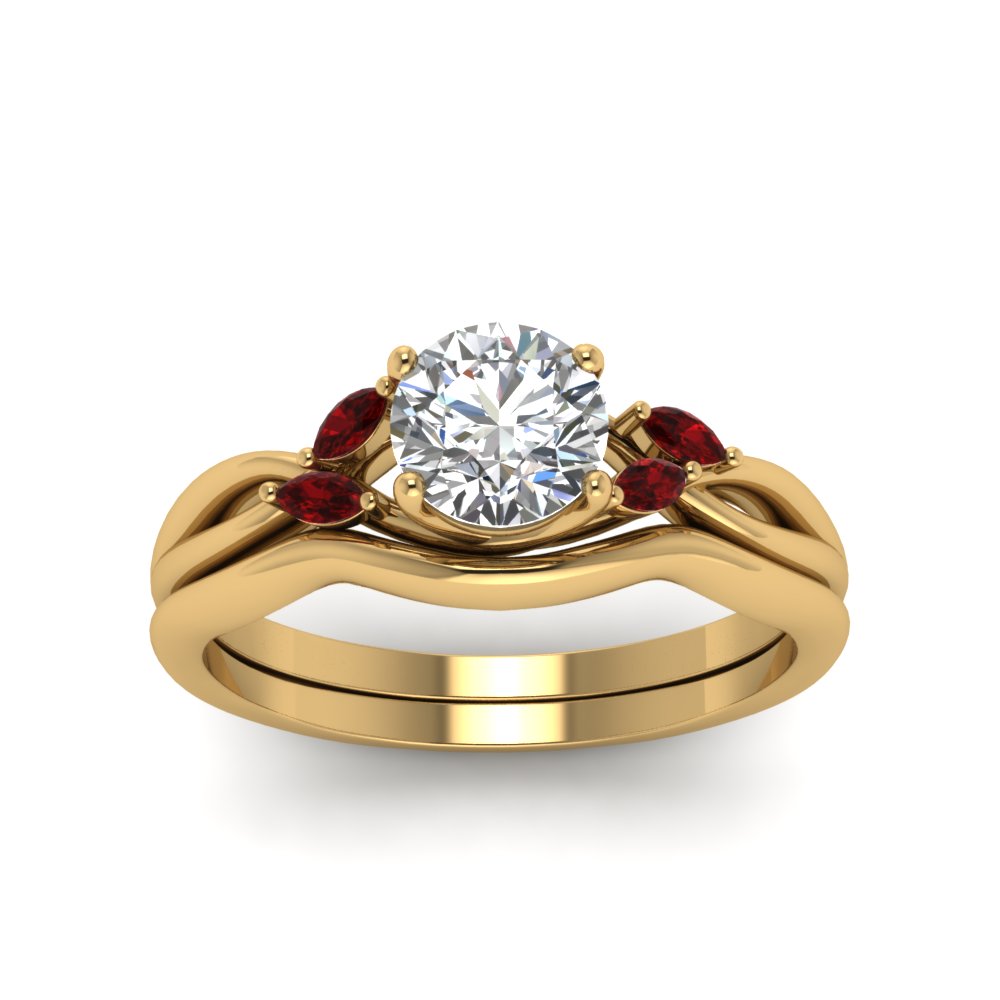 round-cut-twisted-diamond-ring-with-matching-curved-band-with-ruby-in-14K-yellow-gold-FD8300ROGRUDR-NL-YG.jpg