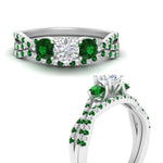 Load image into Gallery viewer, round-cut-twisted-floral-prong-emerald-wedding-set-in-white-gold-FD10257ROGEMGR-ANGLE3-NL-WG?v=1756360083
