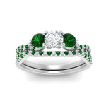 Load image into Gallery viewer, round-cut-twisted-floral-prong-emerald-wedding-set-in-white-gold-FD10257ROGEMGR-ANGLE5-NL-WG?v=1756360083

