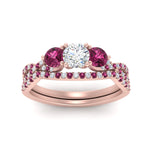 Load image into Gallery viewer, round-cut-twisted-floral-prong-pink-sapphire-wedding-set-in-rose-gold-FD10257ROGSADRPI-ANGLE5-NL-RG_94757259-81c3-42f0-951e-acad23f817e8?v=1756360188
