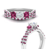 Load image into Gallery viewer, round-cut-twisted-floral-prong-pink-sapphire-wedding-set-in-white-gold-FD10257ROGSADRPI-ANGLE3-NL-WG_3f9c3197-fd8d-496b-ba09-b76e794582d7?v=1756360189