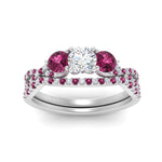 Load image into Gallery viewer, round-cut-twisted-floral-prong-pink-sapphire-wedding-set-in-white-gold-FD10257ROGSADRPI-ANGLE5-NL-WG?v=1756360083
