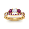 Load image into Gallery viewer, round-cut-twisted-floral-prong-pink-sapphire-wedding-set-in-yellow-gold-FD10257ROGSADRPI-ANGLE5-NL-YG_b7037fcf-194b-4056-b19b-3f0db9424e29?v=1756360189