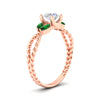 Load image into Gallery viewer, round-cut-twisted-leaf-emerald-split-engagement-ring-in-rose-gold-fdenr1084gemgrangle2-nl-rg.jpg?v=1764581094
