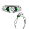 Load image into Gallery viewer, round-cut-twisted-leaf-emerald-split-engagement-ring-in-white-gold-fdenr1084gemgrangle3-nl-wg.jpg?v=1764581094