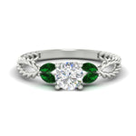Load image into Gallery viewer, round-cut-twisted-leaf-emerald-split-engagement-ring-in-white-gold-fdenr1084gemgrsleep-nl-wg_1f49929b-4ed2-4ea6-8446-390699836bc0.jpg?v=1764581107
