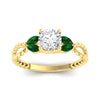 Load image into Gallery viewer, round-cut-twisted-leaf-emerald-split-engagement-ring-in-yellow-gold-fdenr1084gemgrangle5-nl-yg.jpg?v=1764581094