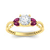 Load image into Gallery viewer, round-cut-twisted-leaf-pink-sapphire-split-engagement-ring-in-yellow-gold-fdenr1084gsadrpiangle5-nl-yg.jpg?v=1764581094