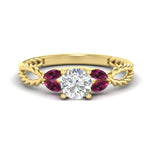 Load image into Gallery viewer, round-cut-twisted-leaf-pink-sapphire-split-engagement-ring-in-yellow-gold-fdenr1084gsadrpisleep-nl-yg.jpg?v=1764581094
